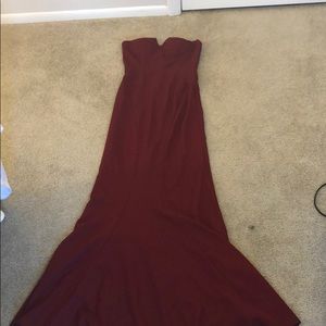 Burgundy maxi - strapless dress